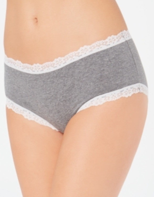 Jenni Women’s Lace Trim Hipster Underwear Pewter Hthr M
