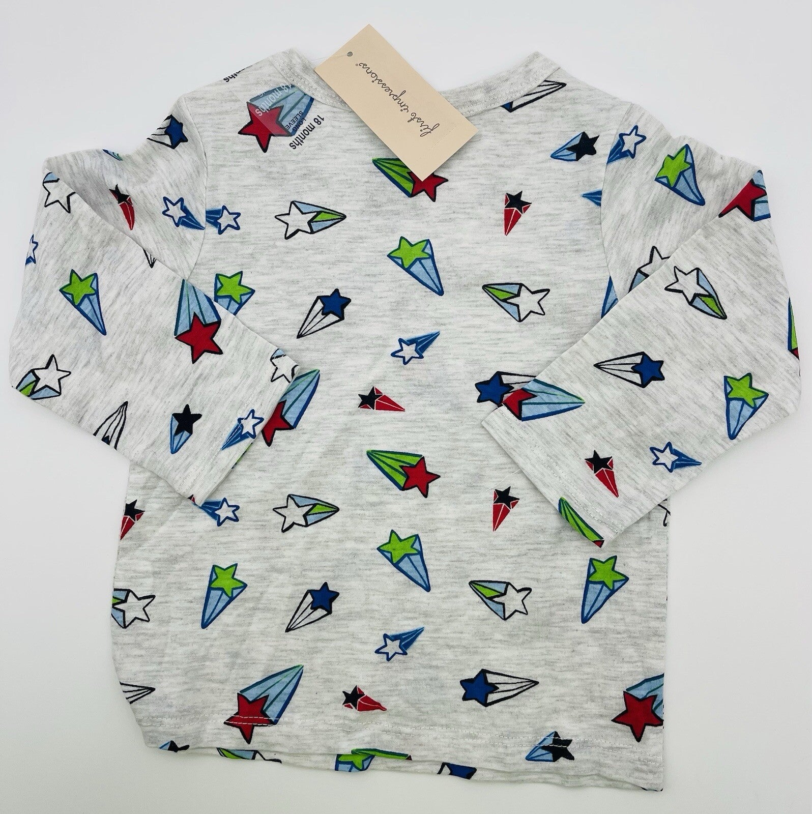First Impressions Kids Boy's Star Printed Top,Light Grey Size 18 Months