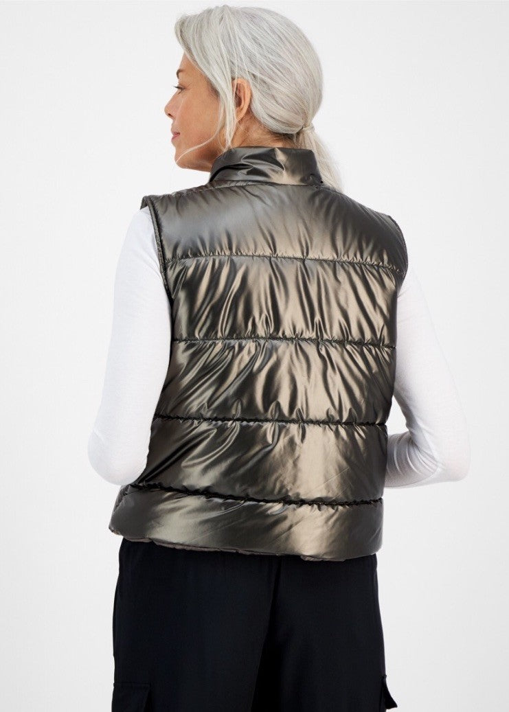 ID Ideology Womens Metallic Puffer Vest Large