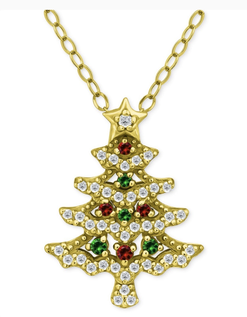 Giani Bernini Cubic Zirconia Christmas Tree Pendant Necklace, 16" + 2" extender