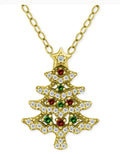 Giani Bernini Cubic Zirconia Christmas Tree Pendant Necklace, 16" + 2" extender