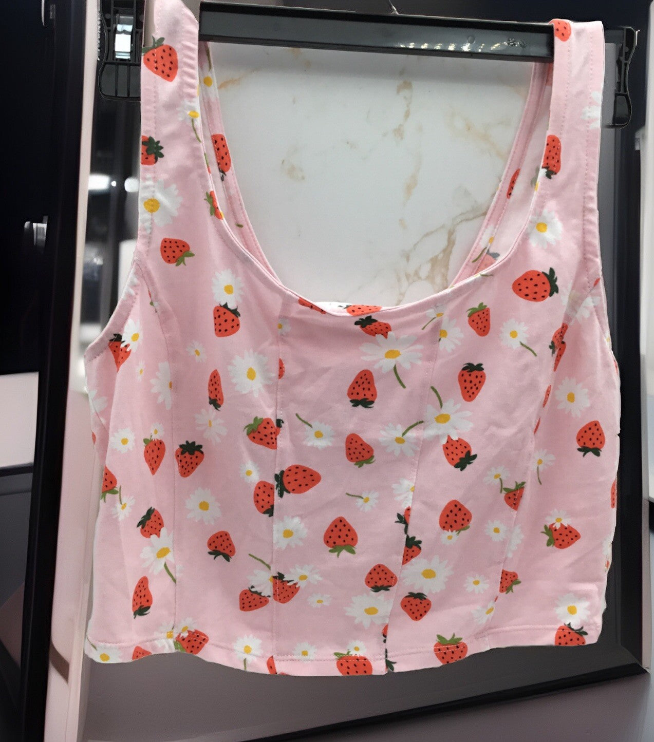 Grayson Threads, the Label Juniors' Cropped Strawberry-Print Top - Pin Large