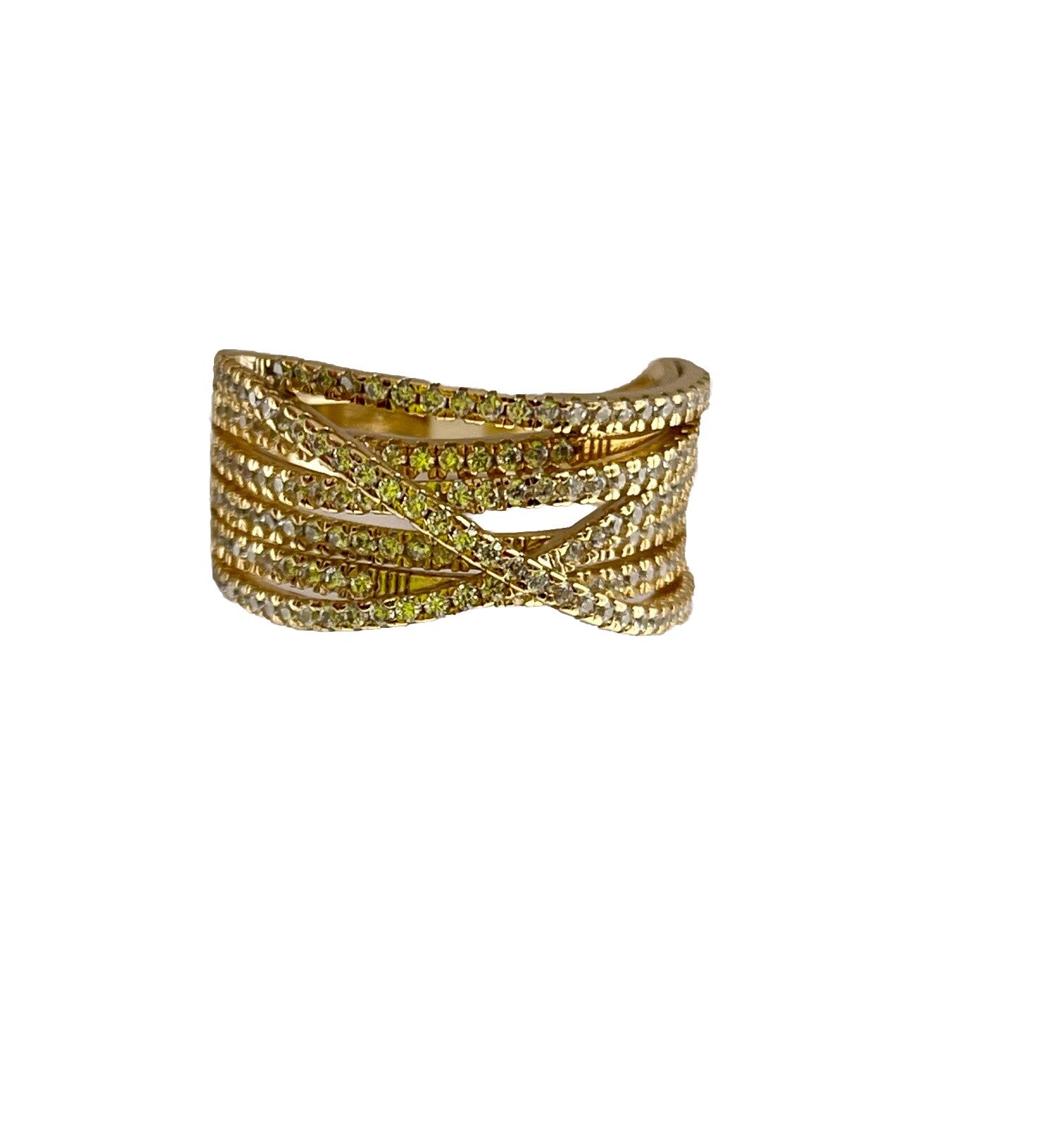 Giani Bernini Cubic Zirconia Crossover Statement Ring in 18k Gold over Silver, 8