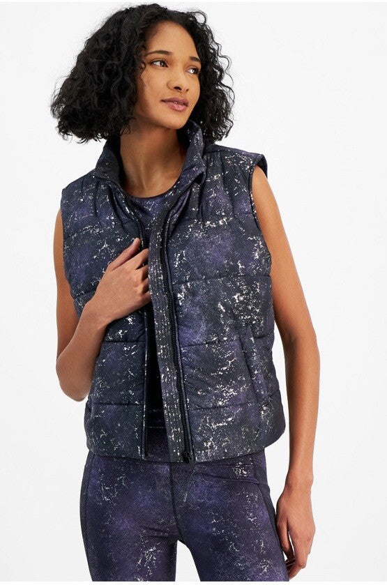 id ideology Women’s Midnight Foil Puffer Vest Created for Macys 