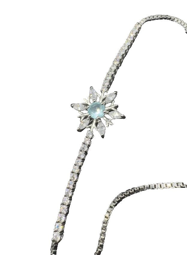 Bracelet Aquamarine Snowflake Slider Sterling Silver Cubic $125