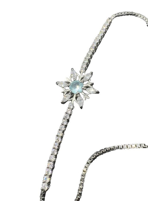 Bracelet Aquamarine Snowflake Slider Sterling Silver Cubic $125