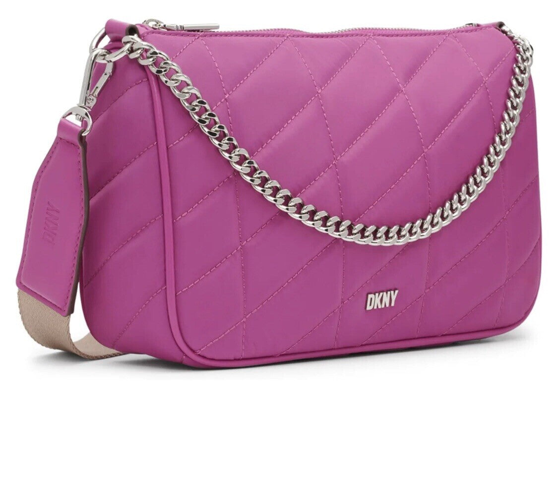 DKNY Bodhi chain quilted nylon women's medium crossbody bag pouch