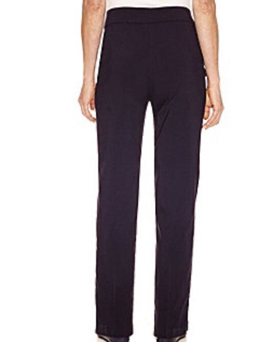 Alfred Dunner Women's Blue Solid Pull-On Straight-Leg Pants Petite Size 10P