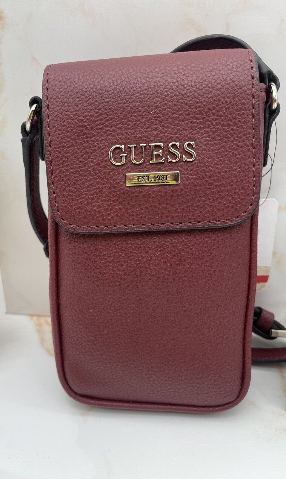 Guess Maxxe Chit Chat Phone Crossbody Burgundy 