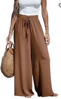 Cupshe Women's Summer Lovin Drawstring Wide-Leg Pants Medium Brown L