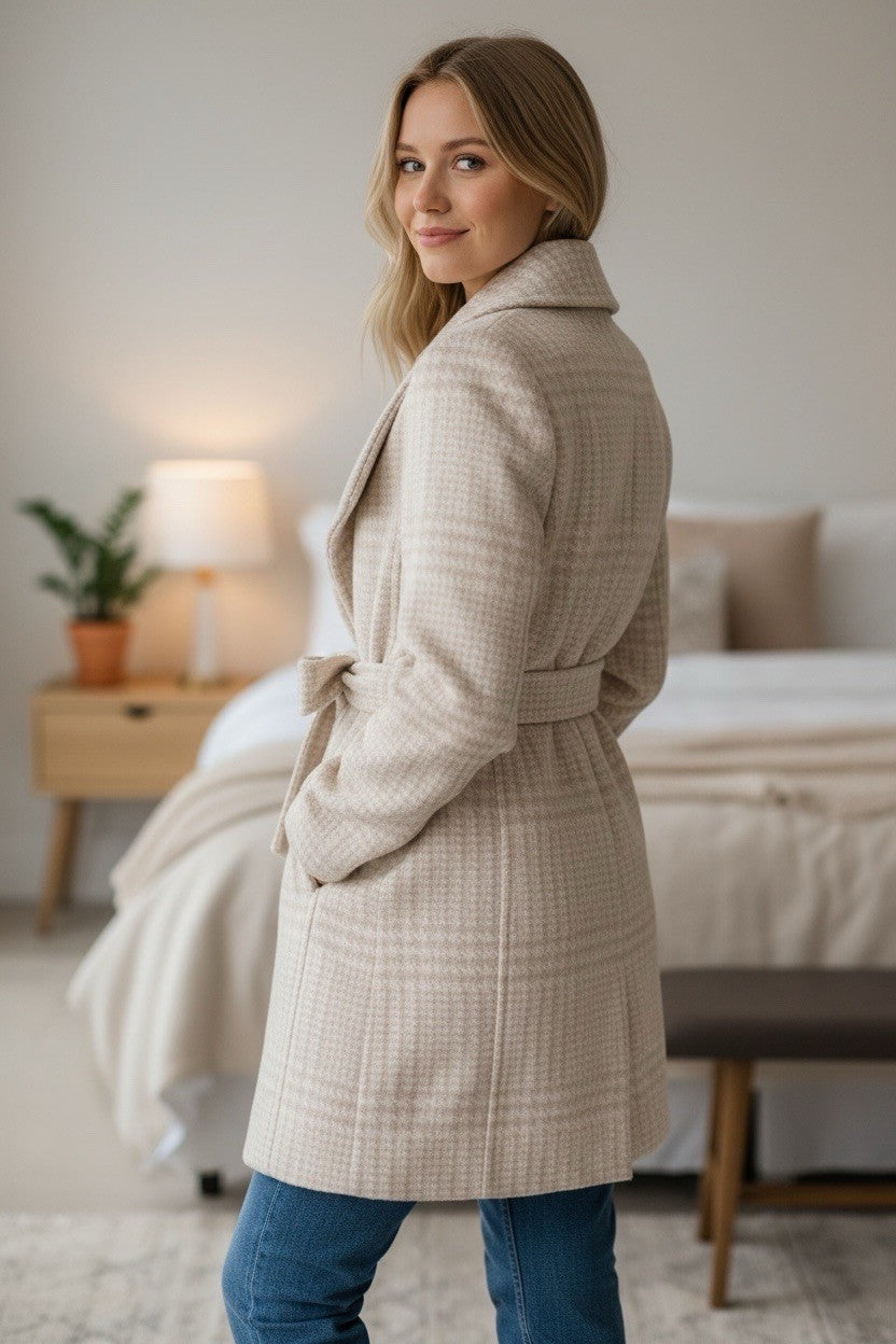 CALVIN KLEIN Women's Petite Asymmetrical Belted Wrap Coat Size XS