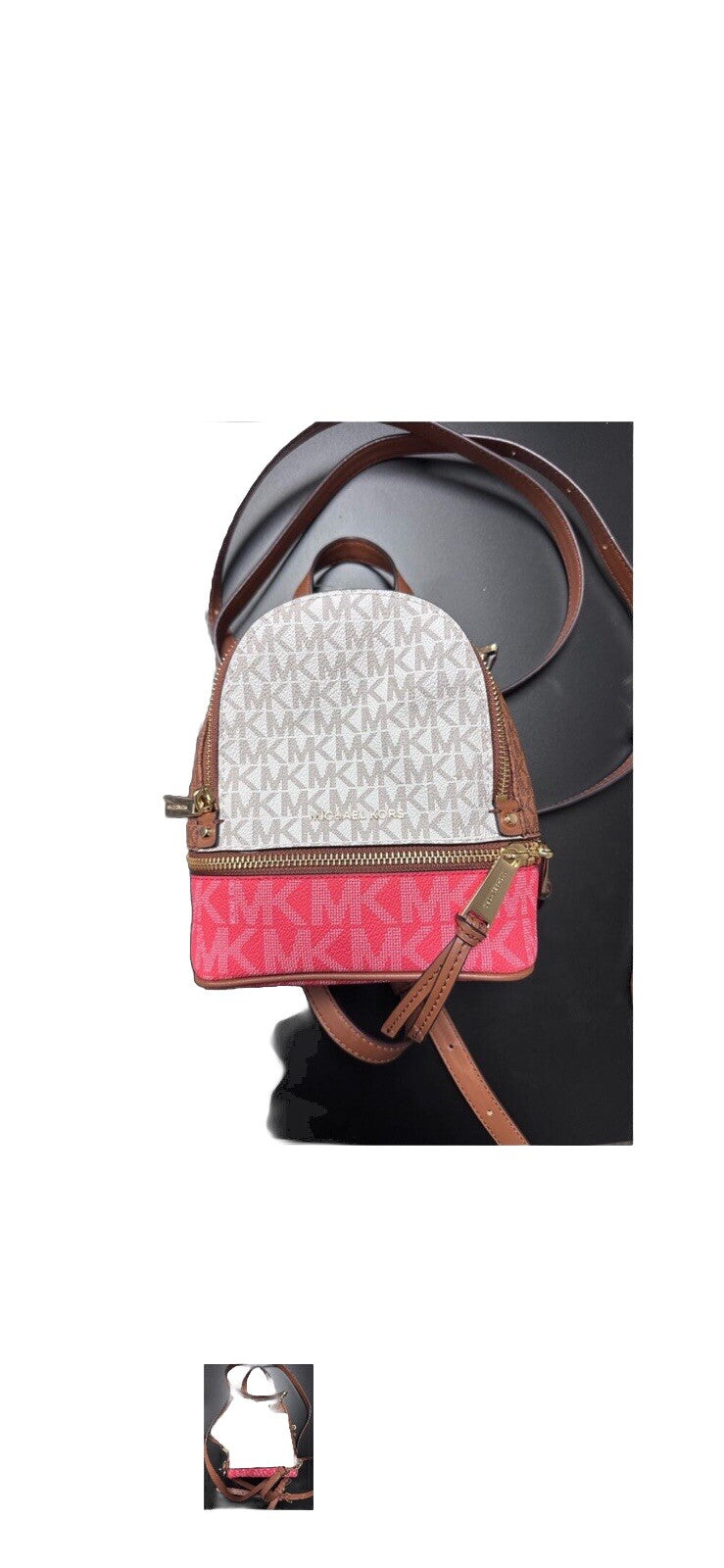 Michael Kors Logo Rhea Zip Extra Small Messenger Backpack 