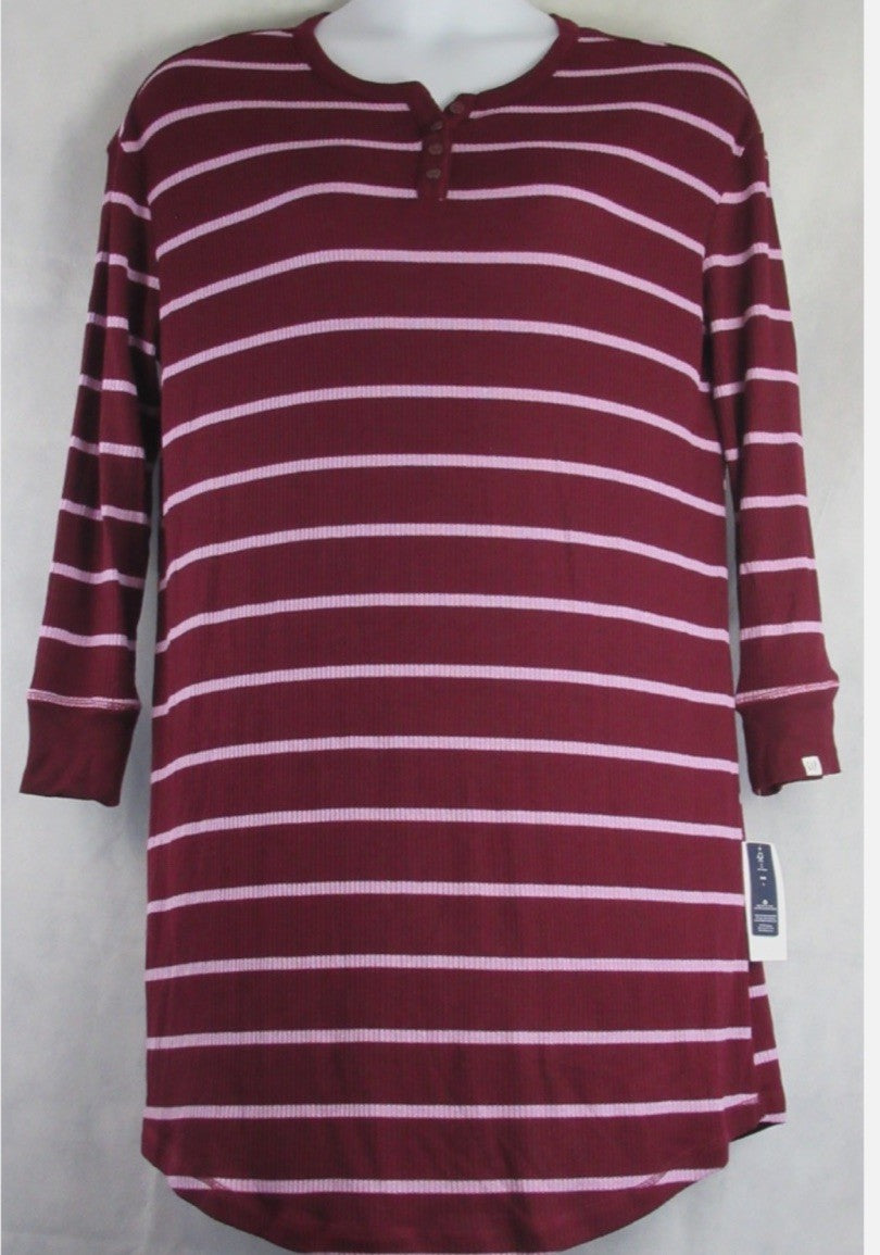 GAP GapBody Women's Henley Dorm Long-Sleeve Stripe Sleepshirt Size Medium