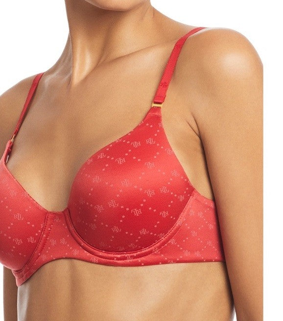 Lauren Ralph Lauren Comfort Collection Repeat-Logo T-shirt Bra Ruby Red 38C