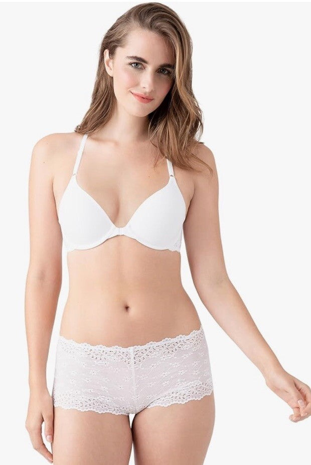 b.tempt'd Wacoal Inspired Eyelet Front Close T-Shirt Bra UW White Pink Black New