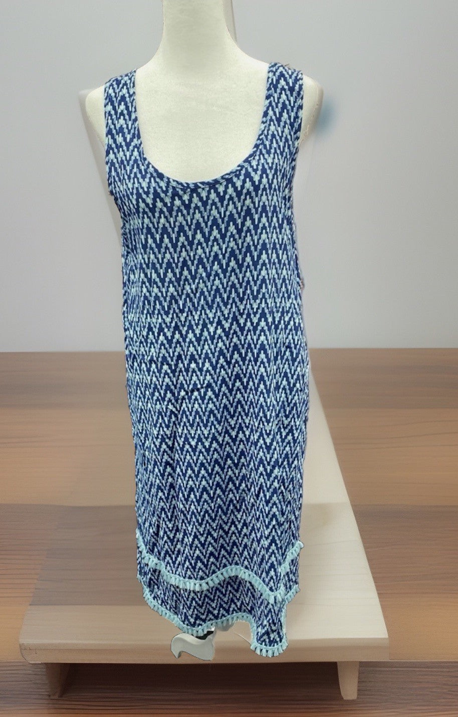Roudelain Women's Printed Tassel-Trim Tank Nightgown - Slash Geo Size S