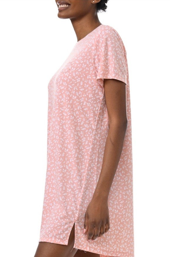 Tommy Hilfiger Women's Printed Short-Sleeve Sleepshirt M Floral Stems 