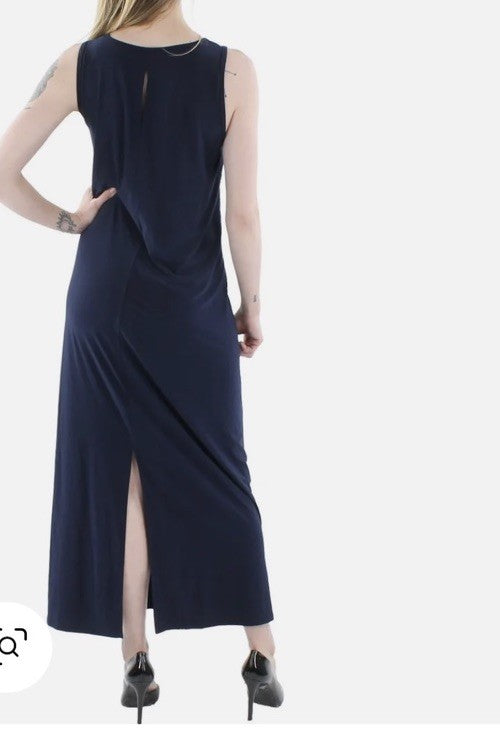 Vince Camuto Women's Blue Sleeveless Round-Neck Back-Keyhole Dress Plus Size 2X