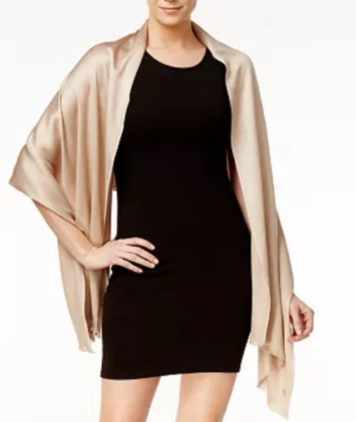 Calvin Klein Solid Satin-Feel Pashmina Scarf Women's One Size Luggage