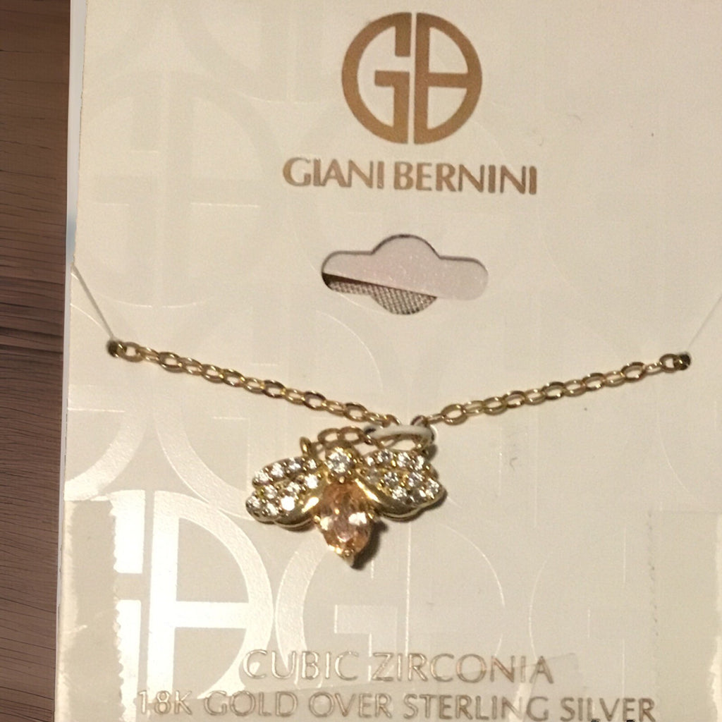 Giani Bernini Cubic Zirconia Bee Pendant Necklace in 18k Gold-Plated Sterling