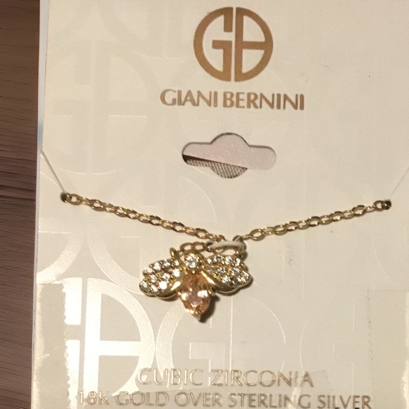 Giani Bernini Cubic Zirconia Bee Pendant Necklace in 18k Gold-Plated Sterling