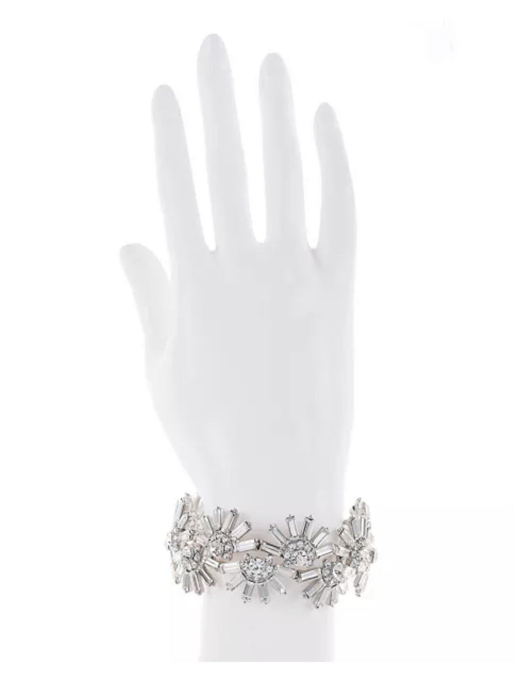 I.N.C. International ConceptsSilver-Tone Mixed Crystal Flower Stretch Bracelet