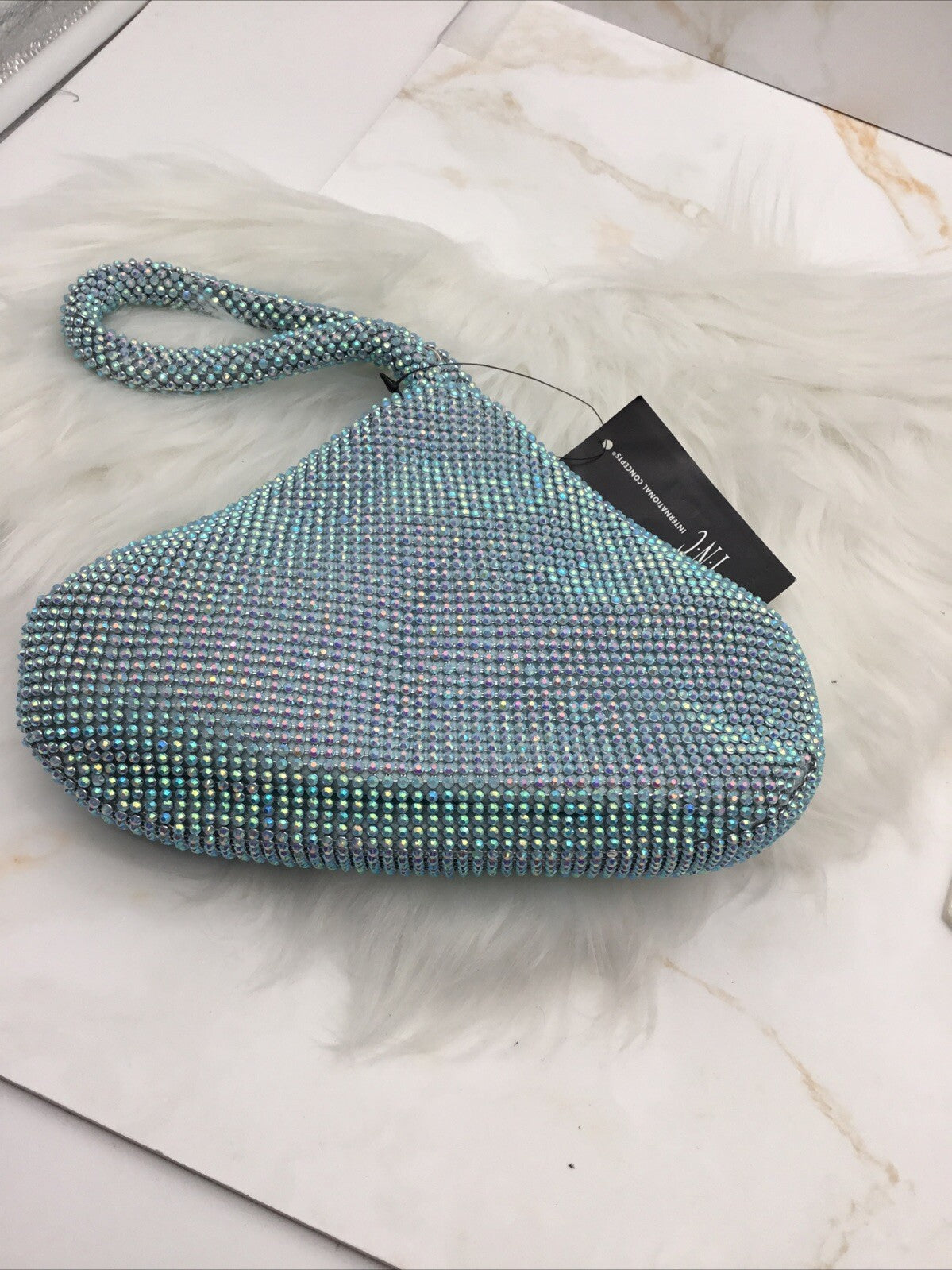 Inc International Concepts Doris Small Crystal Pouch LT BLUE 