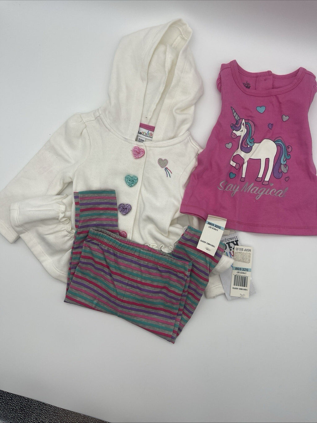 Kids Headquarters Toddler Girls Hooded Jacket 3 Pieces Size 6-9 Months 