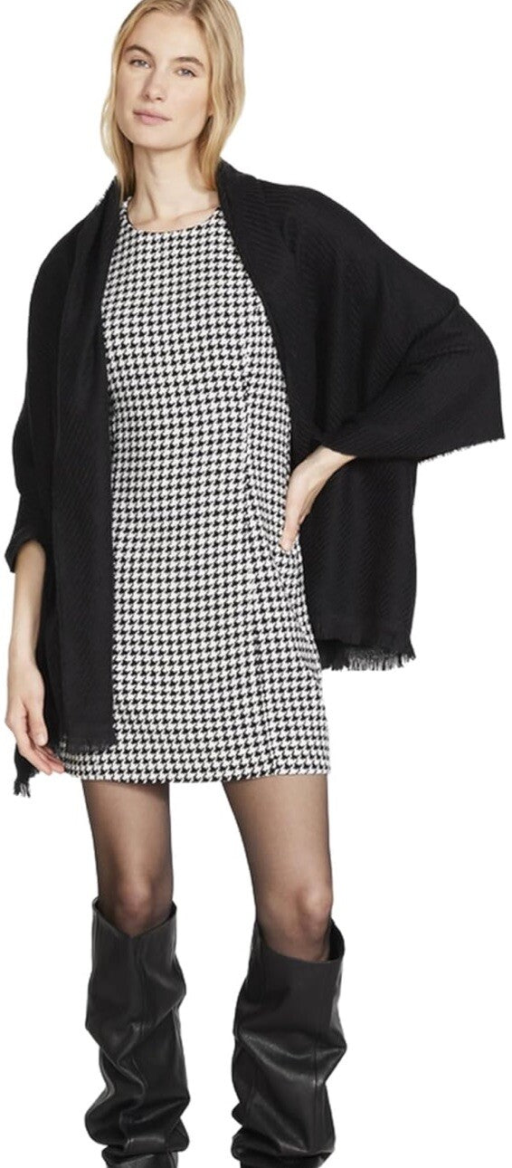 NEW Steve Madden Black Scarf from Macy's Fringe Tassel Minimalist Winter Warm 