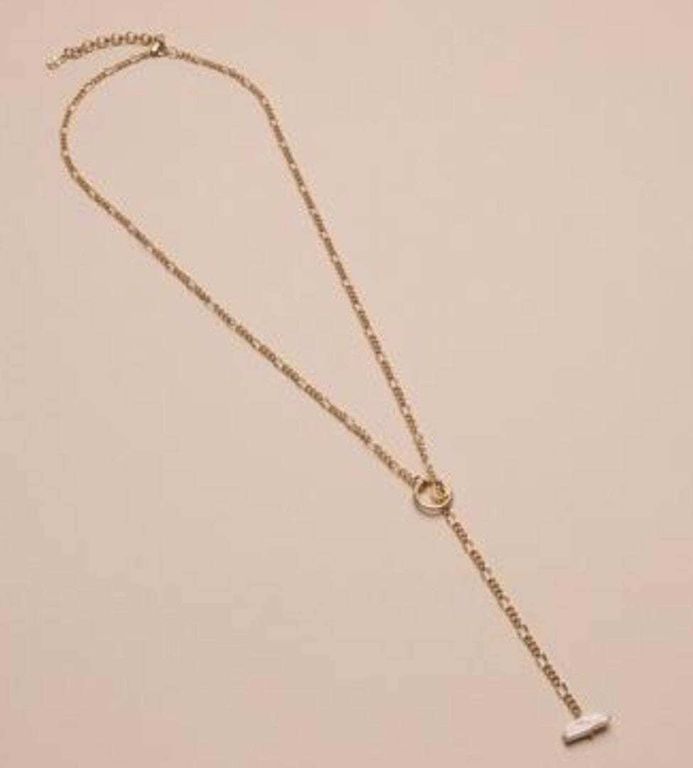 Lucky Brand Long Gold Tone Freshwater Pearl Lariat Necklace 27’+2 Extender