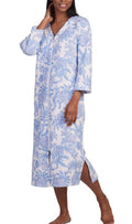 Miss Elaine Women's Quilted Floral 3/4-Sleeve Robe Blue Flor XL