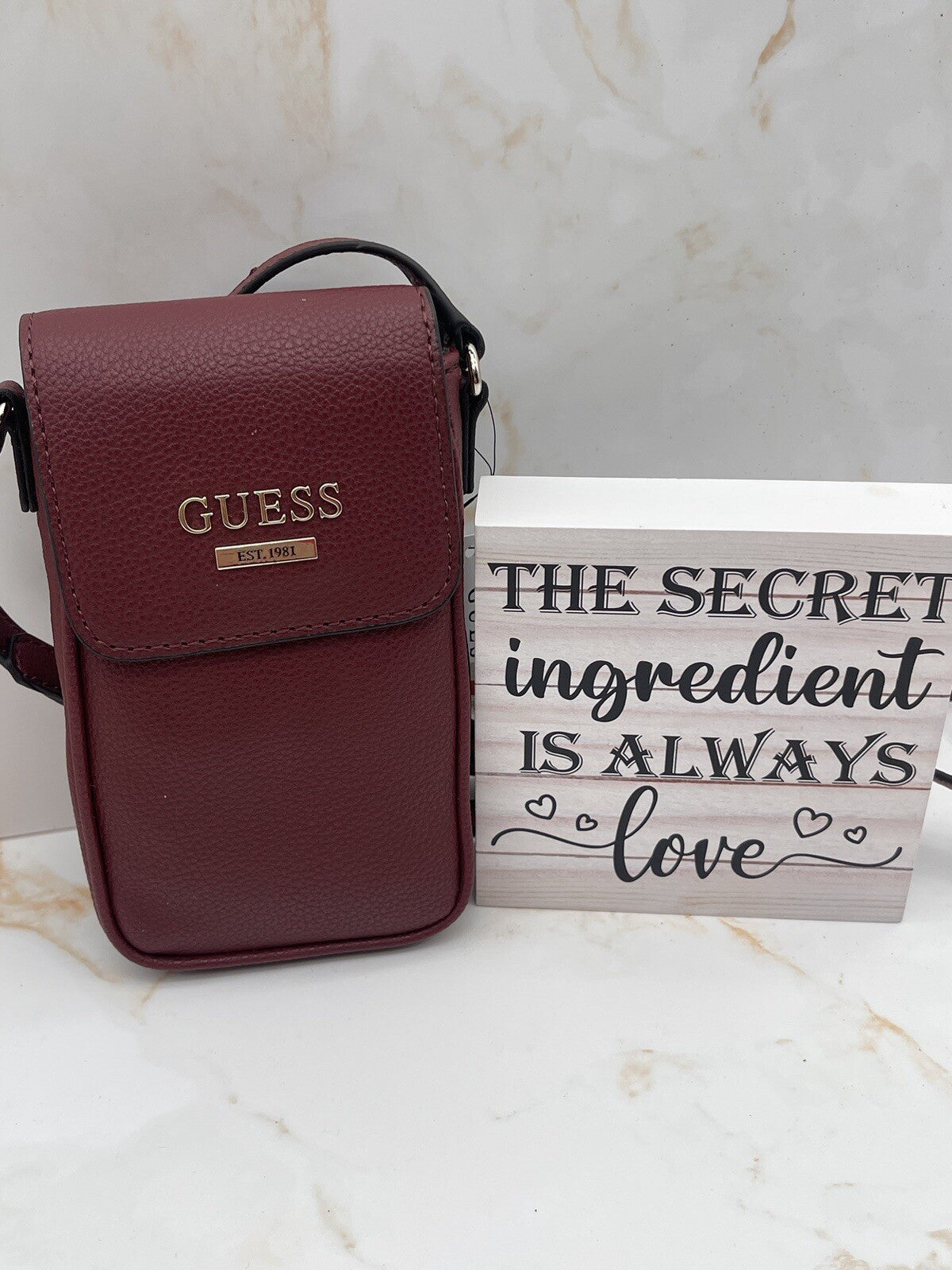 Guess Maxxe Chit Chat Phone Crossbody Burgundy 