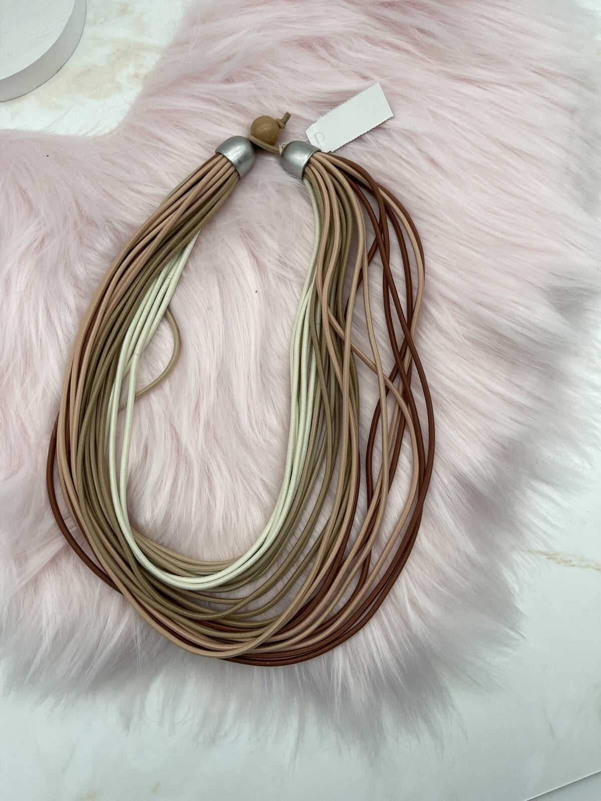 J JIll brown pink layered elastic strand choker necklace fashion fun  NWT