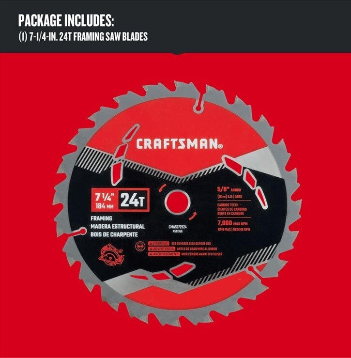 Craftsman 7-1/4-in 24-Tooth Rough Finish Carbide Circular Saw Blade