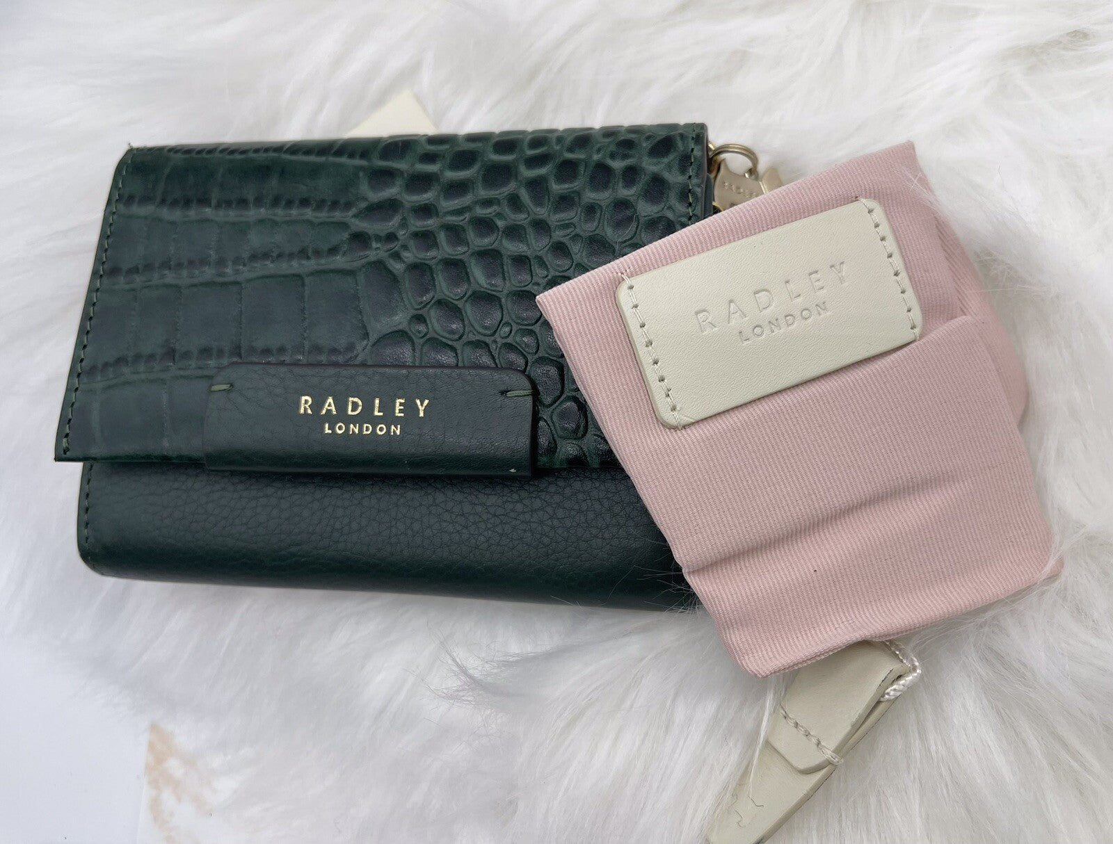 Radley London Croc-Embossed Arlington Court Leather Wallet Dark Green