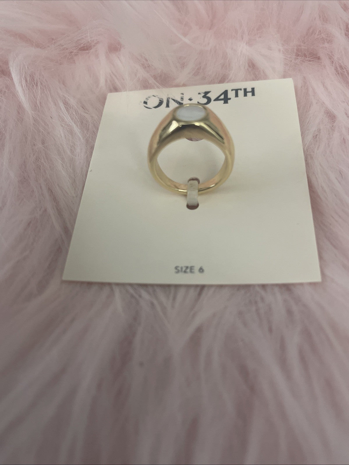 On 34th Gold-Tone Mother-of-Pearl Signet Ring, Created for Macy's - Gold Size 6