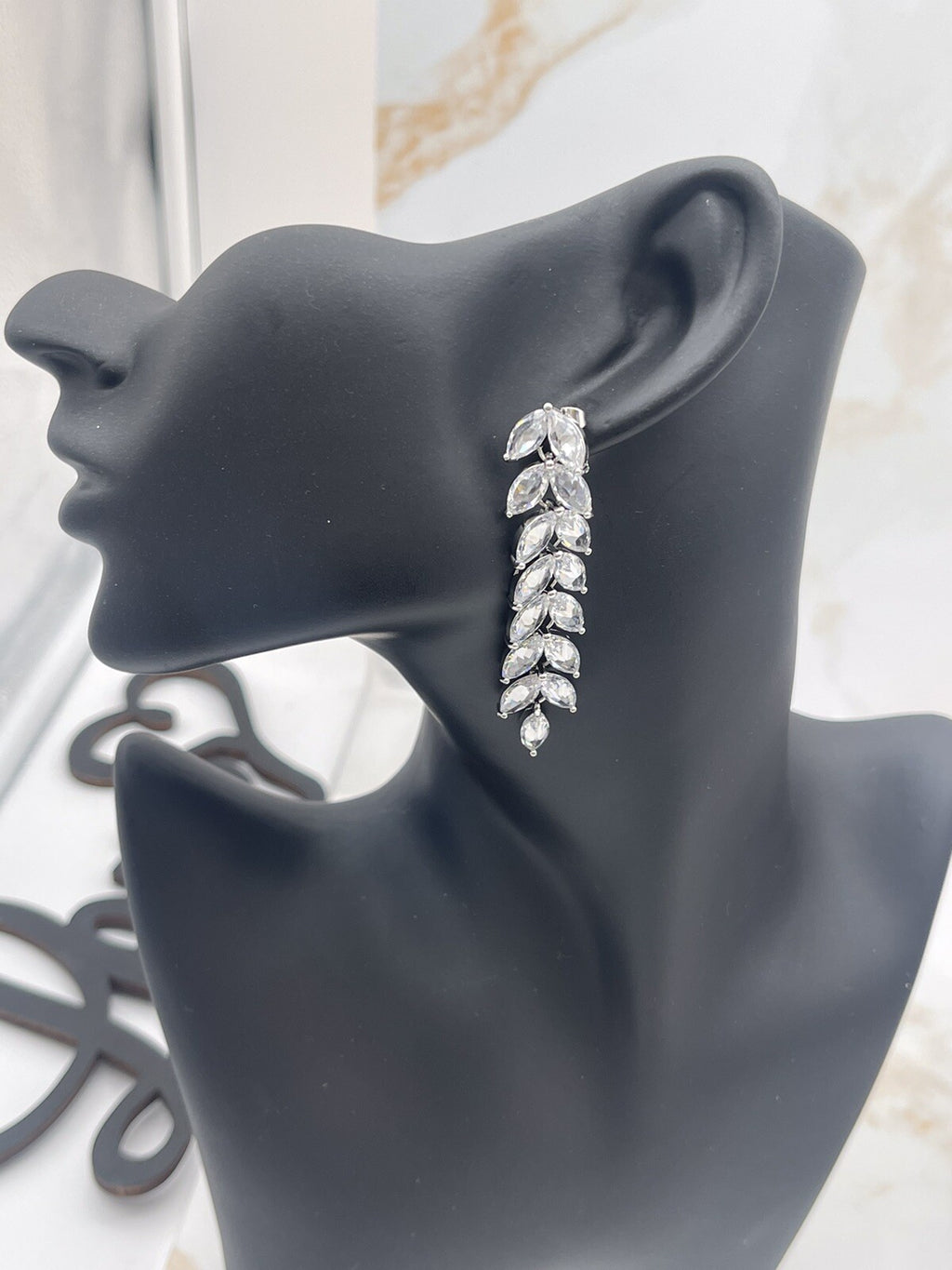 Silver Plated Cubic Zirconia Drop Dangle Earrings 
