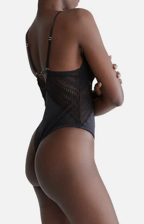 Calvin Klein Minimalist Micro Lace Bodysuit Black Small