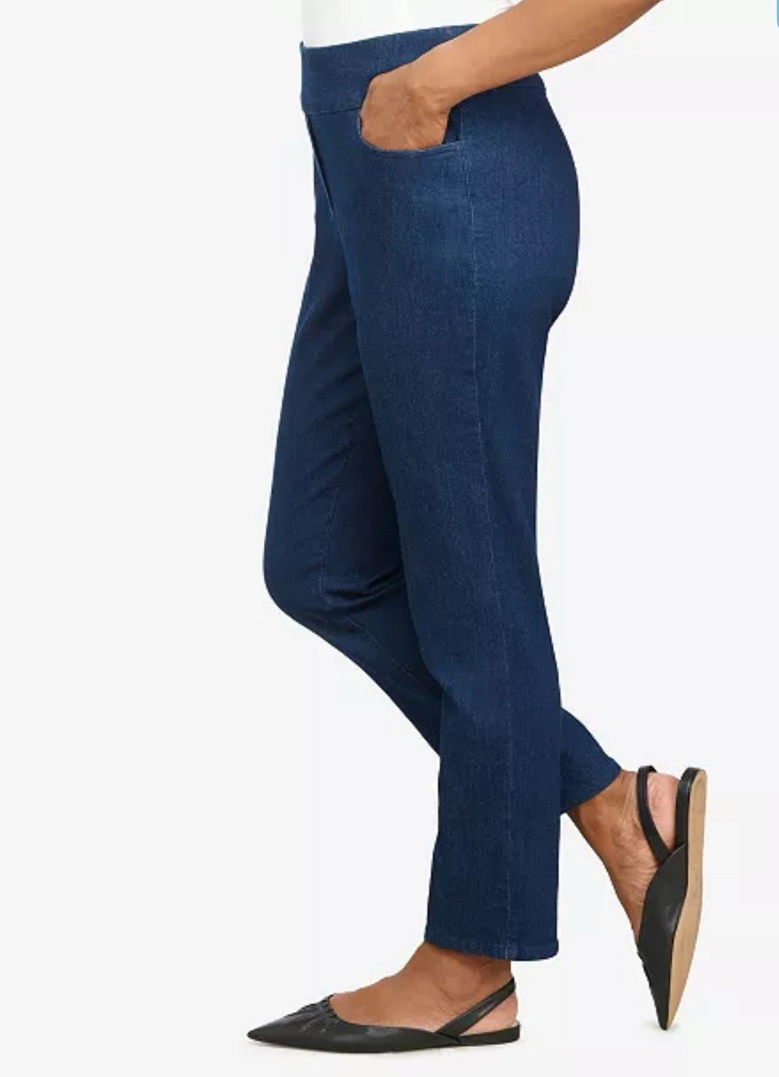 Alfred Dunner Petite Pants Womens Denim Stretch Straight Leg Pockets Casual  10P