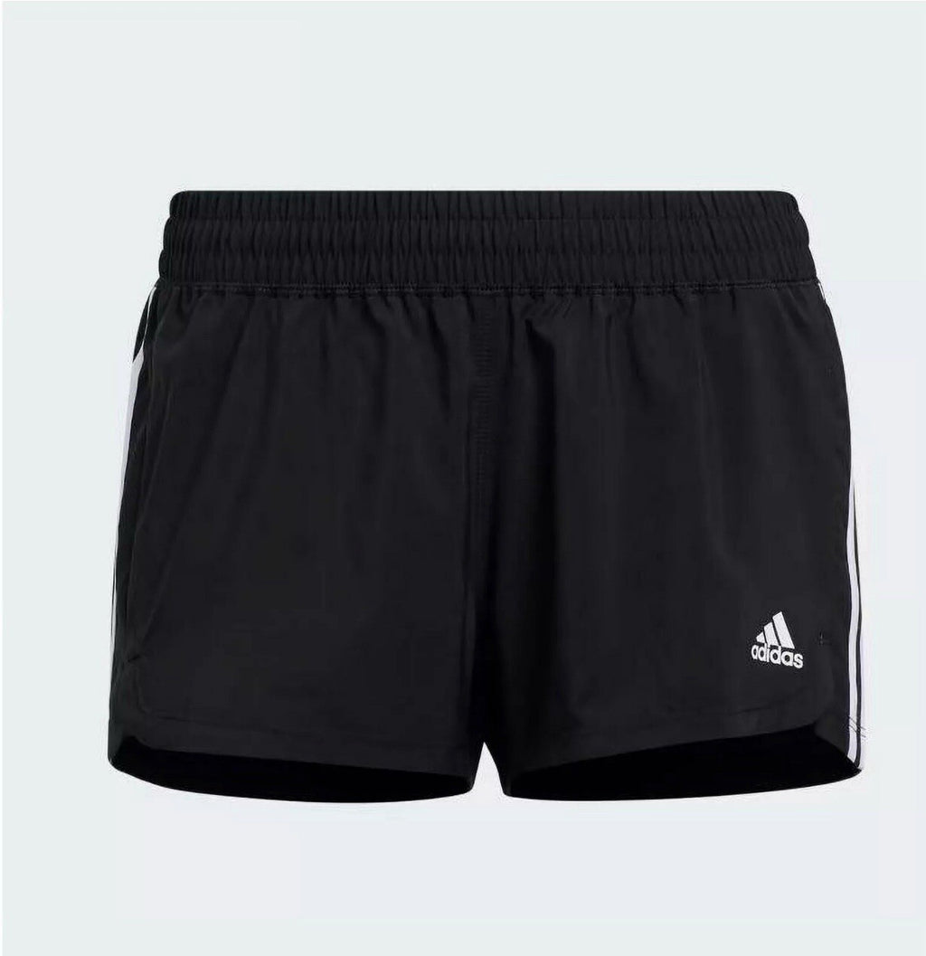 Adidas Pacer Shorts Women's Black/White Size XXL 3 Stripe Knit Polyester Gym