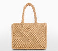 Mango Raffia-effect shoulder bag Beige 