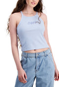 Hippie Rose Juniors' Ribbed Graphic Tank - Blue Cherub Size M