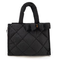 LIKE DREAMS Serenity Bow puffer nylon small women's tote crossbody bag -BLACK