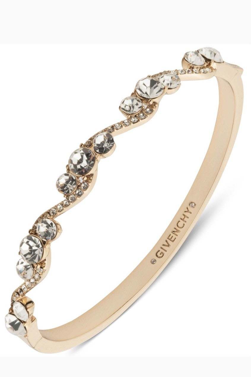 Givenchy Crystal Scroll Bangle Bracelet Gold Tone 