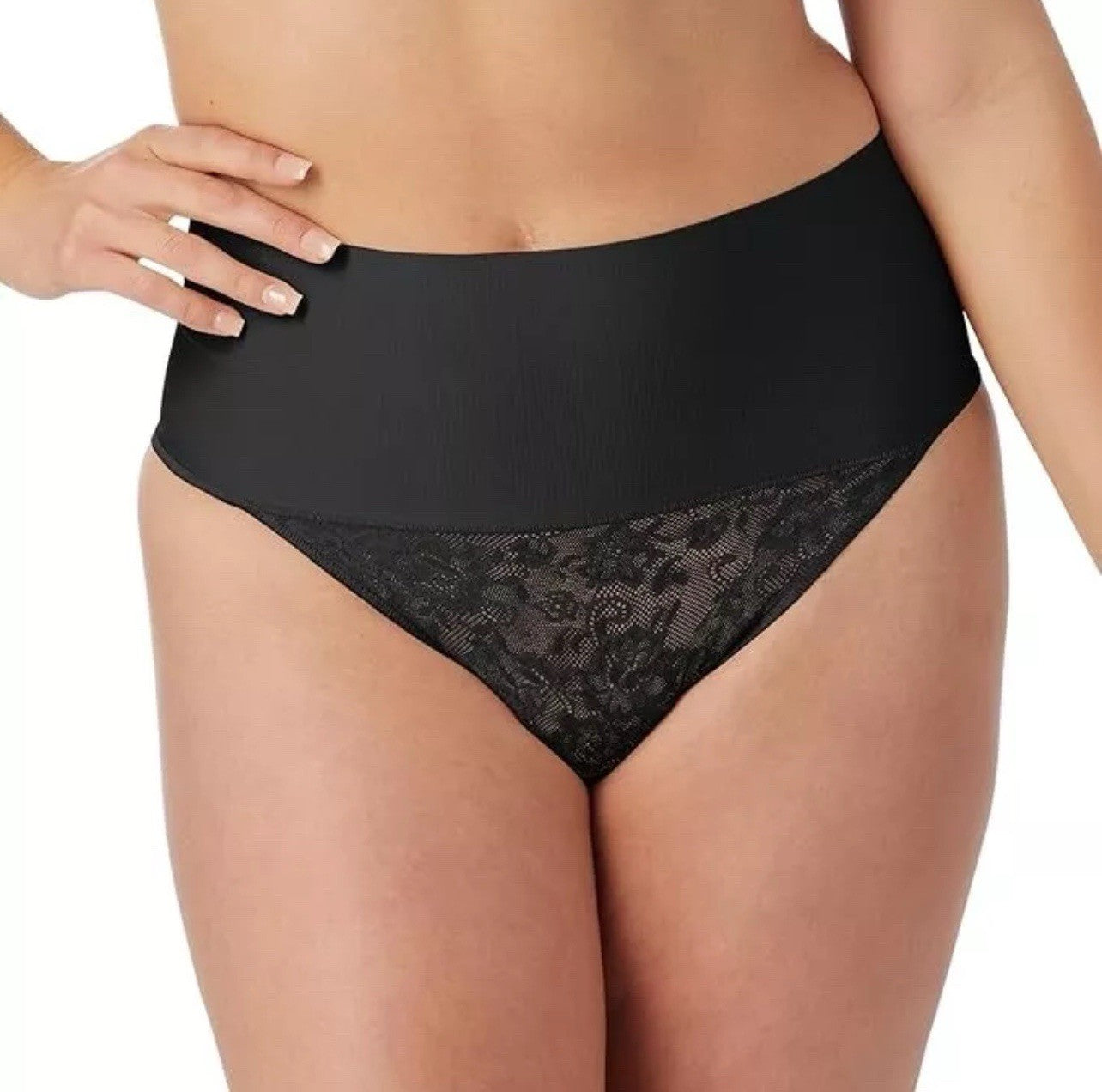 Maidenform Tame Your Tummy Lace Thong Women's Shapewear Underwear  Size XL Black