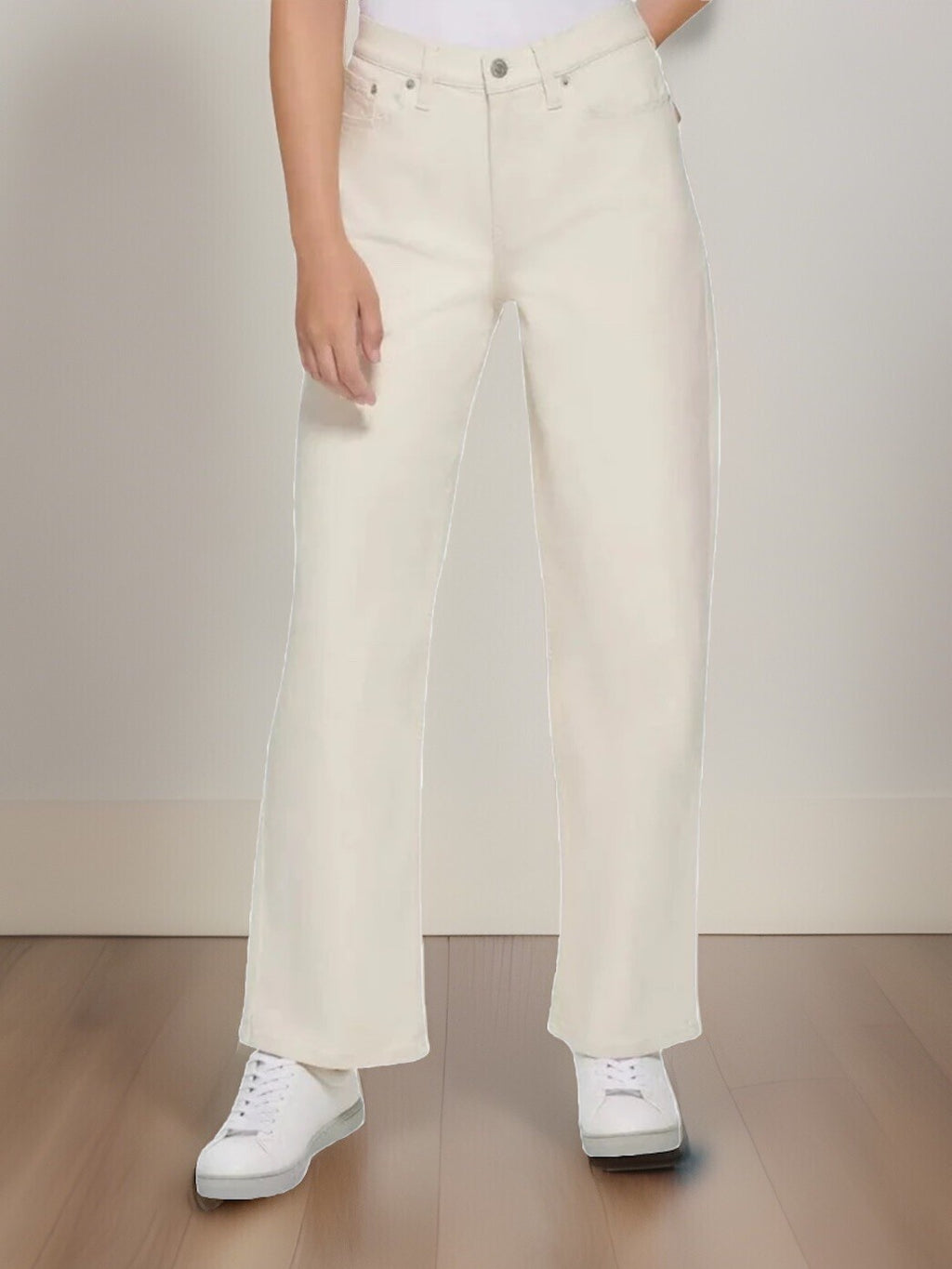 New Tinseltown Juniors White High Waist Wide Leg Jeans Size 15/32 White