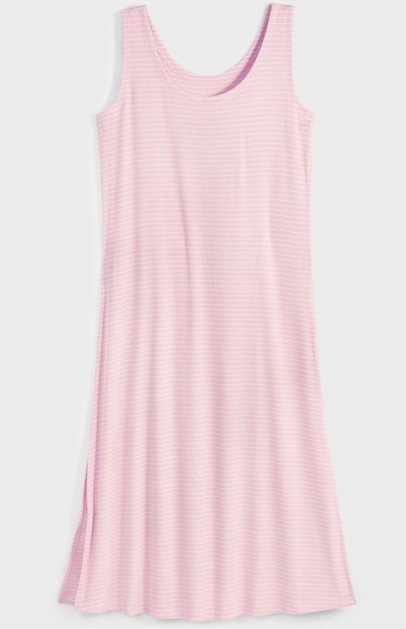 State of Day Women's Ribbed Modal Blend Tank Nightgown Stribe Satin Pink XXL