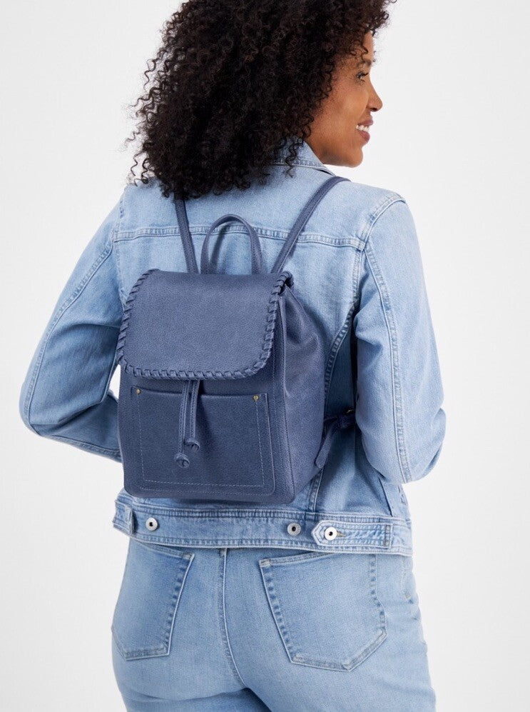 Style & Co Whip-Stitch Backpack Women's One Size Moonlight Blue Magnetic Snap
