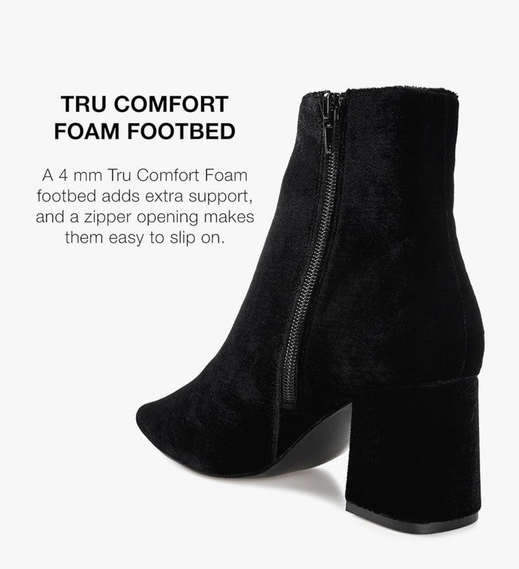 Journee Collection Women's Hazara Velvet Block Heel Dress Booties Black 9