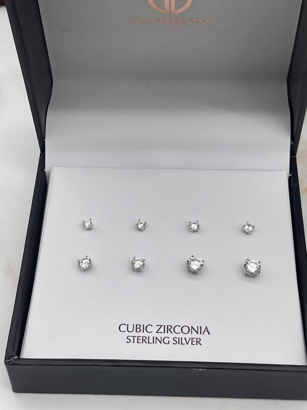Giani Berni Cubic Zirconia Sterling Silver 4pc Earrings 